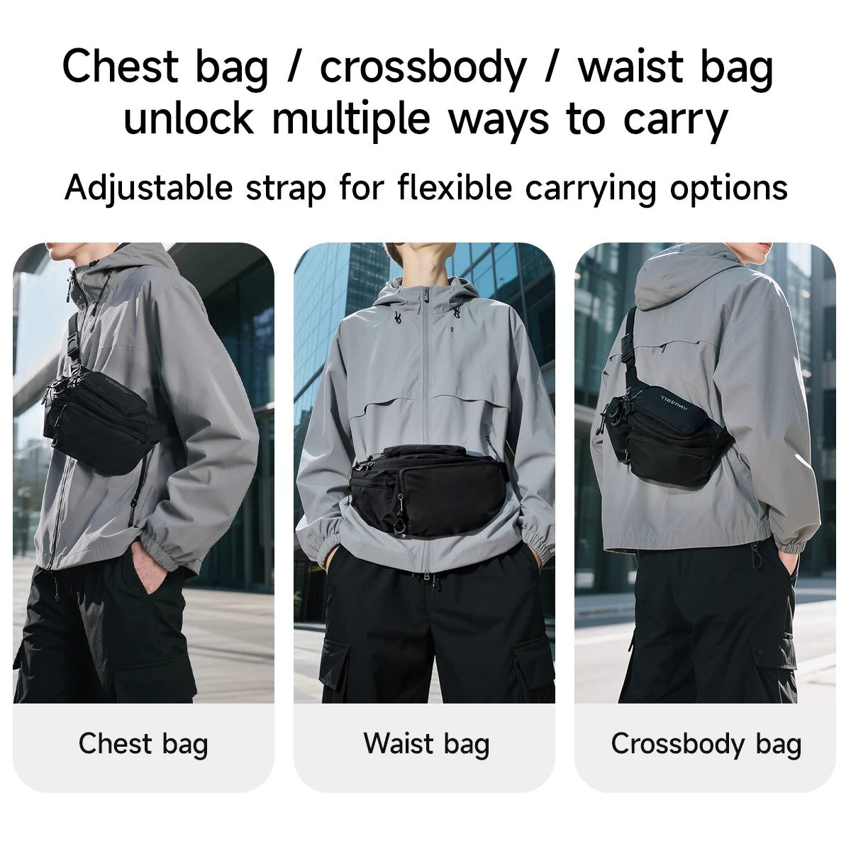 Men Chest Sling Bag with Waterproof Tactical Crossbody