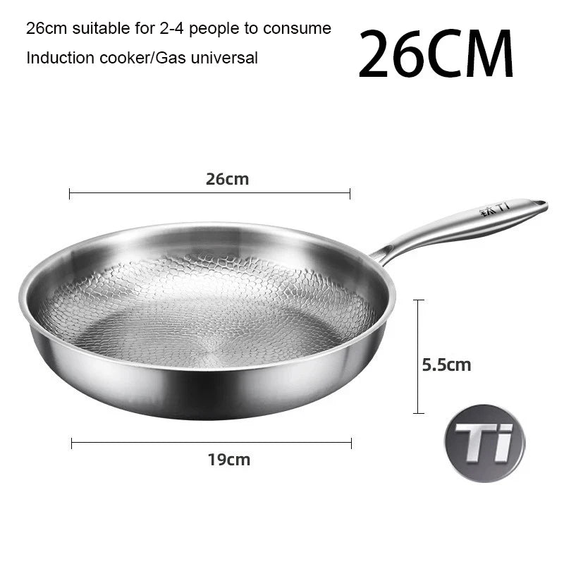 Frying Pan Pure Titanium Non Stick Uncoated Hammer Pattern