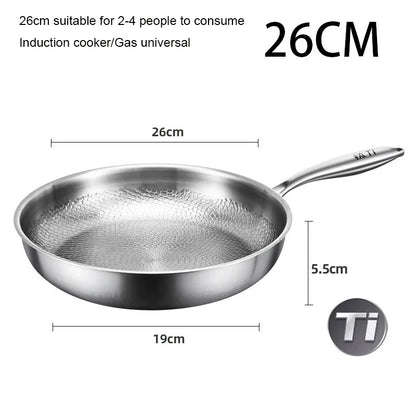 Frying Pan Pure Titanium Non Stick Uncoated Hammer Pattern