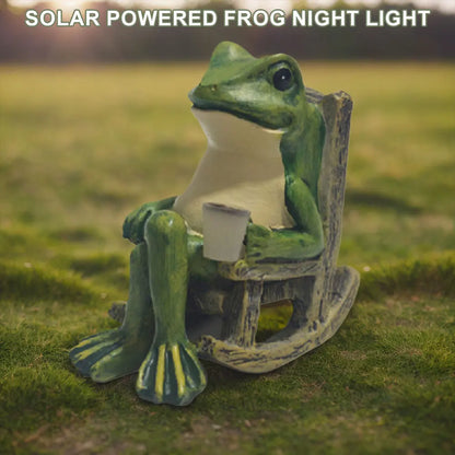 Frog Statue Solar Resin Outdoor Light Garden Decor