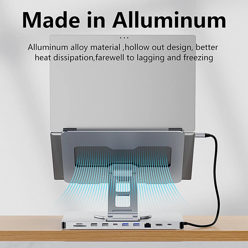 Docking Hub Aluminum 10-in-1 USB-C Adapter 4K 60Hz