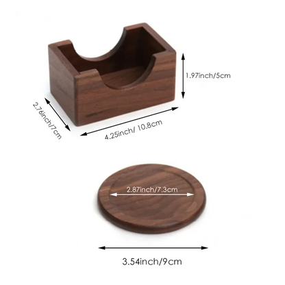 Wood Coaster Set Walnut Heat Resistant Round Square