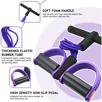 Six-Tube Pedal Resistance Band Fitness Trainer