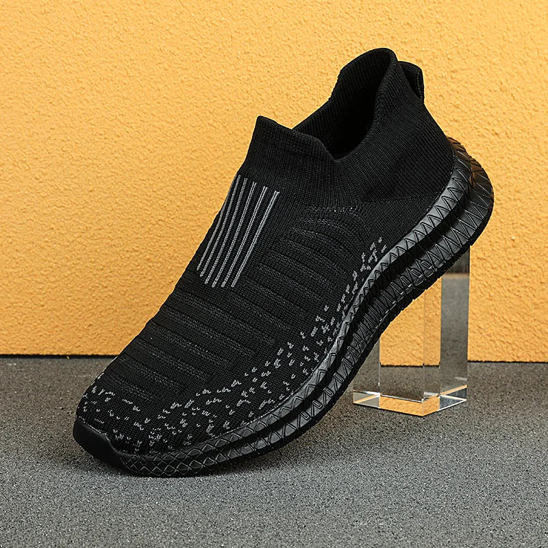Walking Black Shoes Slip-On Mesh Men (Shoe Size: 39)