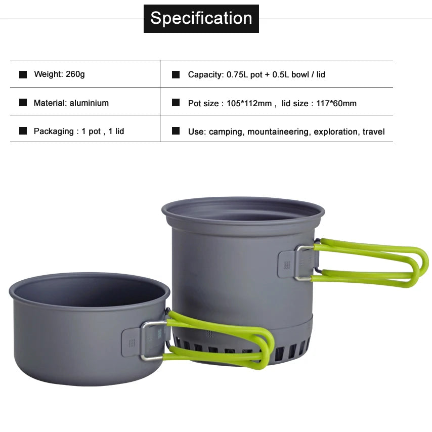 Camping Cookware Aluminium Cooking Set