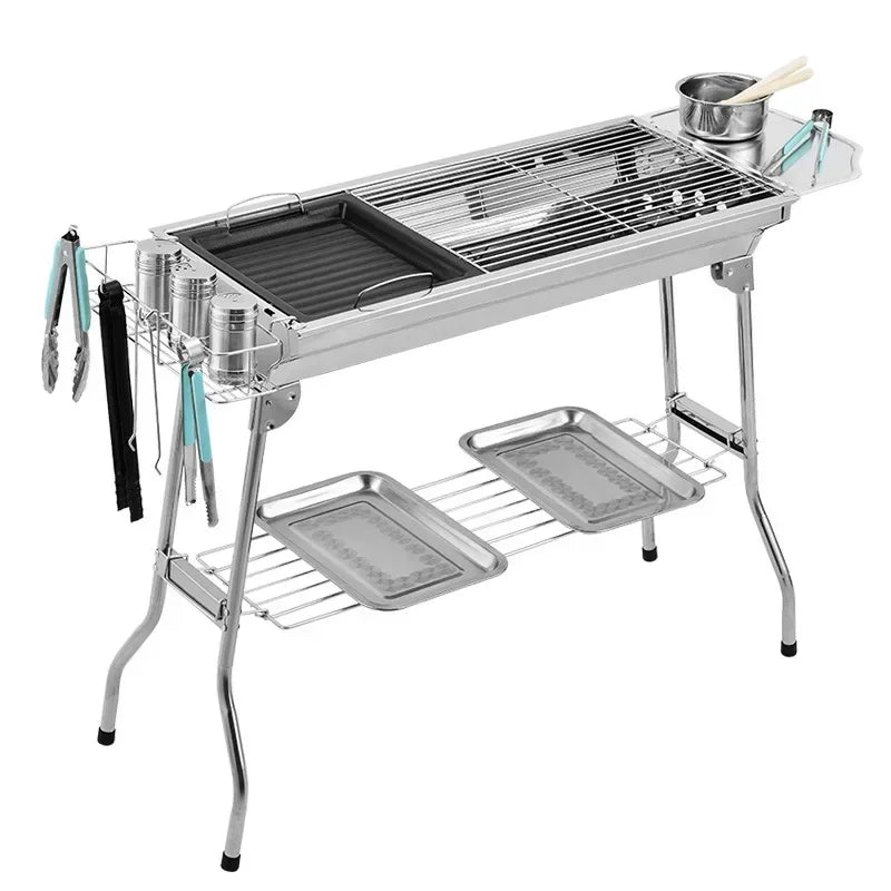 Charcoal Grill with Folding Stainless Portable Grill
