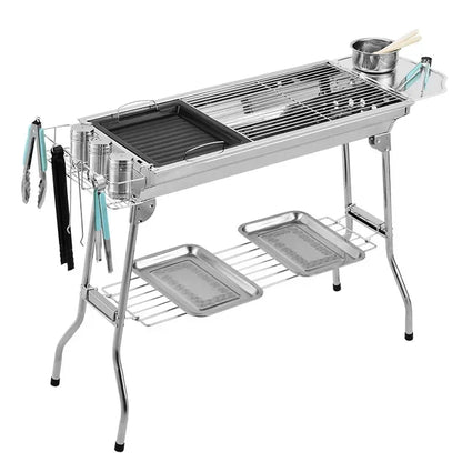 Charcoal Grill with Folding Stainless Portable Grill