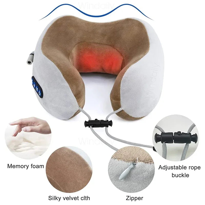 Neck Massager with Pillow Electric Heating Vibration
