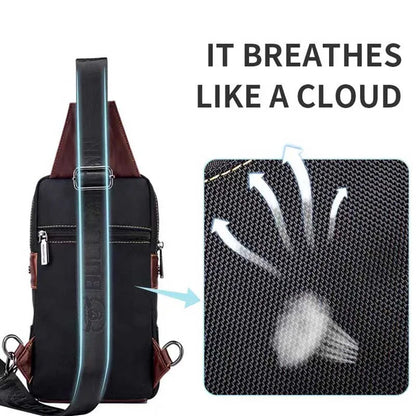 Men Chest Bag with Genuine Leather Business Shoulder