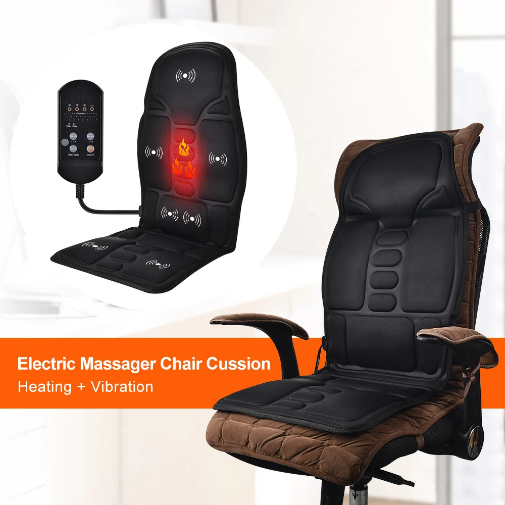 Massage Cushion Electric Heating Vibrating Back Relief Pad