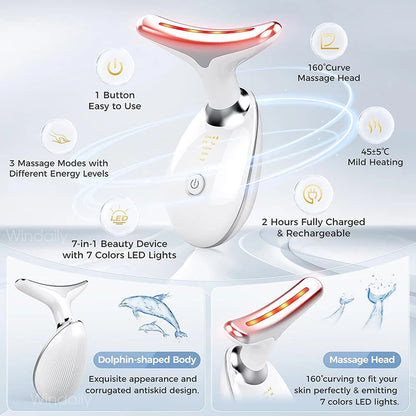 LED Face Neck Massager with 7-Color EMS Sculpting Device