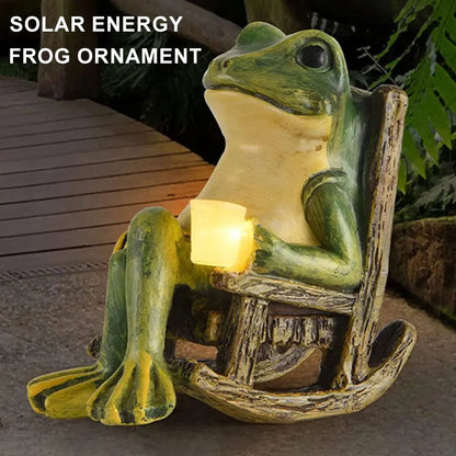 Frog Statue Solar Resin Outdoor Light Garden Decor