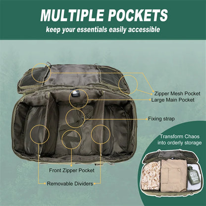 Tactical Backpack with 60L Waterproof 600D Polyester