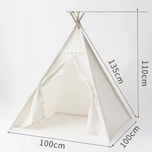 Kids Teepee Play Tent with 1.35m White