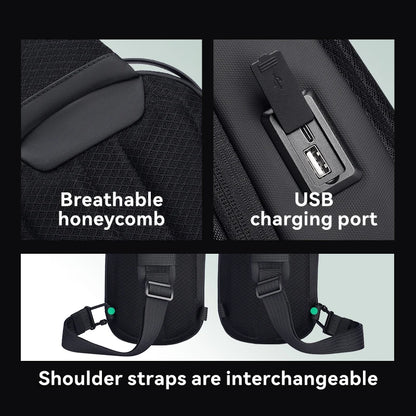 Crossbody Bag Waterproof Hard-Shell with USB Port