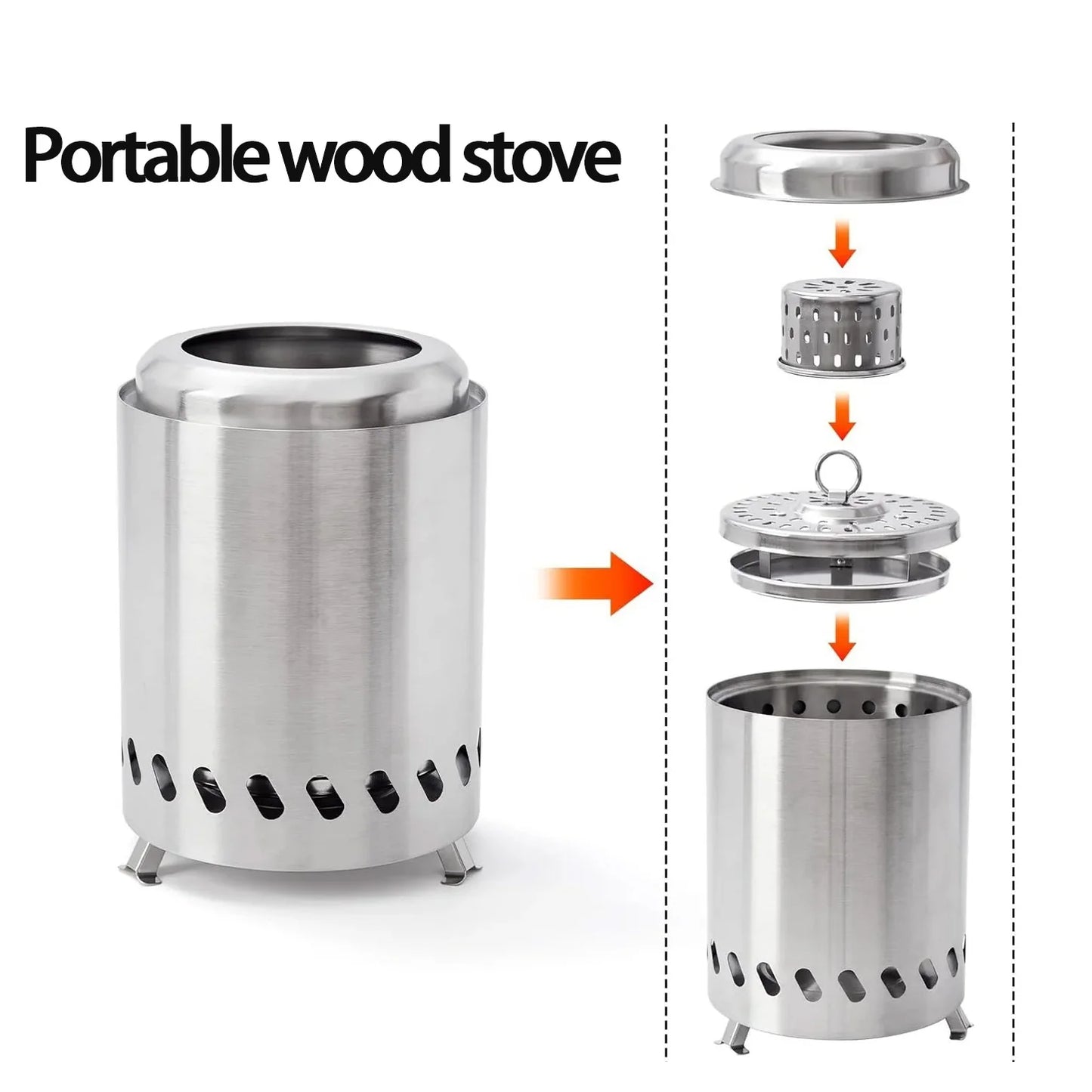 Portable Firewood Stainless Steel Camping Burner