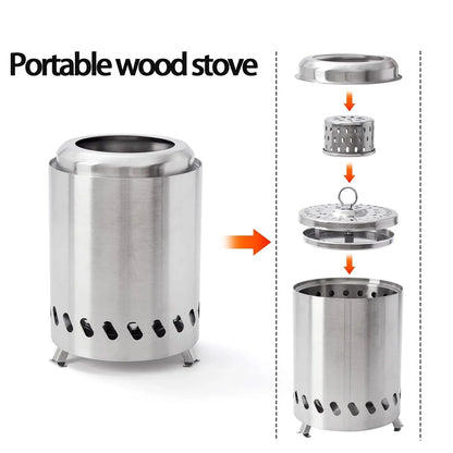 Portable Firewood Stainless Steel Camping Burner
