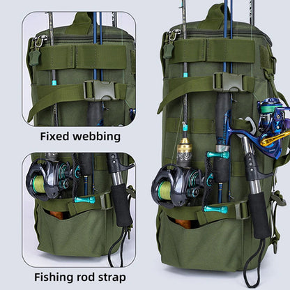 Fishing Backpack Tactical Molle Rod Holder Storage Bag