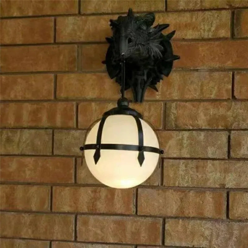 Dragon Lantern Industrial Resin Hanging LED Lamp