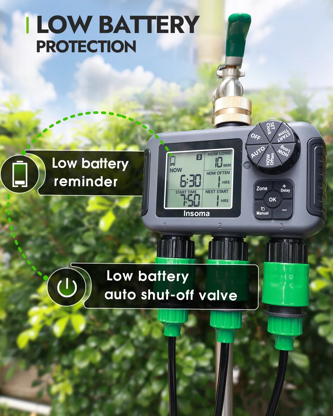 3-Outlet Automatic Water Timer Irrigation Controller