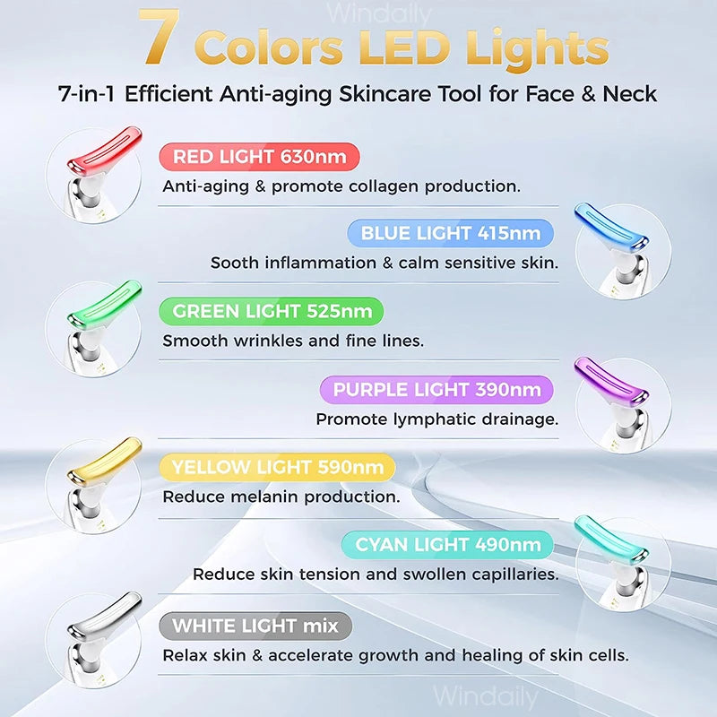 LED Face Neck Massager with 7-Color EMS Sculpting Device