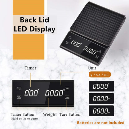 Digital Kitchen Scale with High Precision Coffee Timer