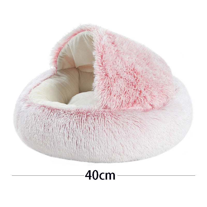 Pet Bed Plush Round Covered Nest for Small Dogs Cats
