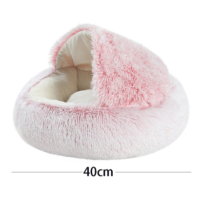 Pet Bed Plush Round Covered Nest for Small Dogs Cats