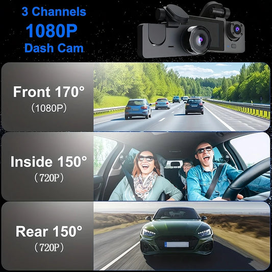 Dashcam Car WiFi Triple Lens 1080P HD Night Vision