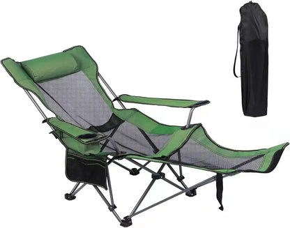 Portable Camping Folding Chair with Reclining Footrest