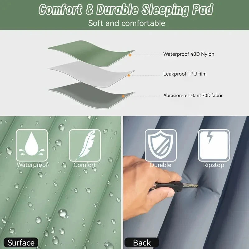 Camping Sleeping Inflatable Air Mattress Pillow