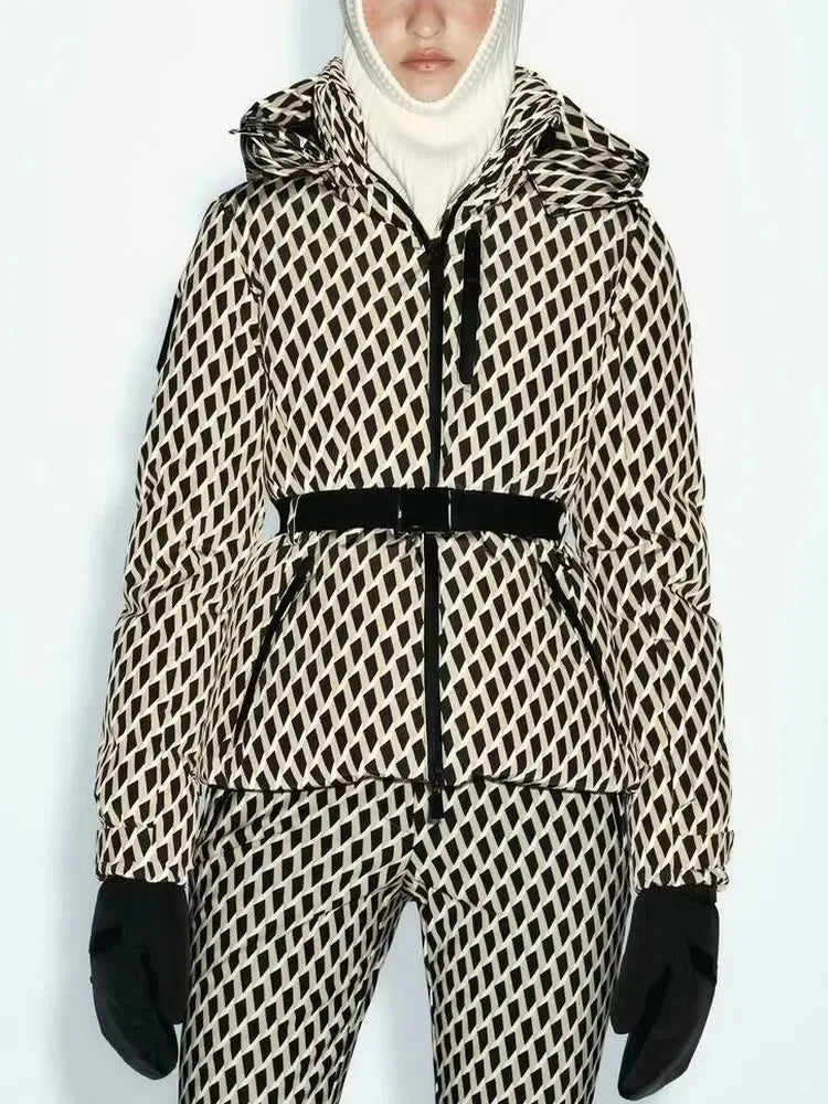Women's Winter Hooded High Waist Padded Parka