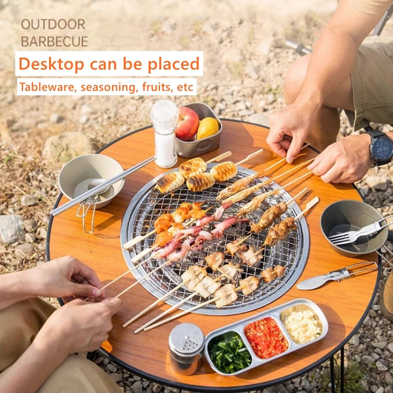 Folding IGT Charcoal with Table Round BBQ