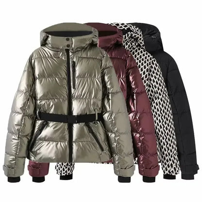 Women's Winter Hooded High Waist Padded Parka