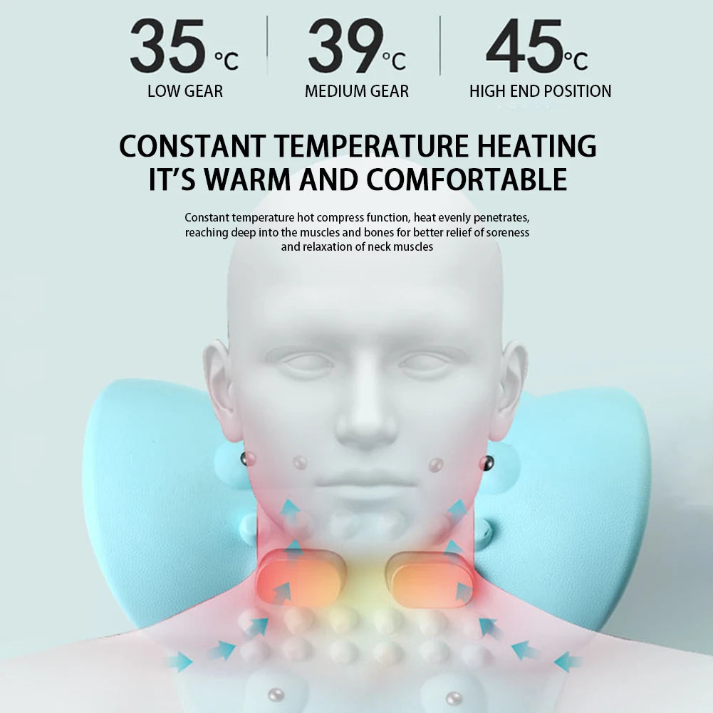 Cervical Massager Pillow with EMS Traction Heating Acupoint