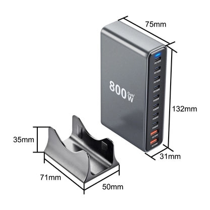 800W 10-Port USB-C GaN Fast Desktop Charger
