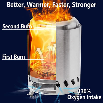 Portable Firewood Stainless Steel Camping Burner