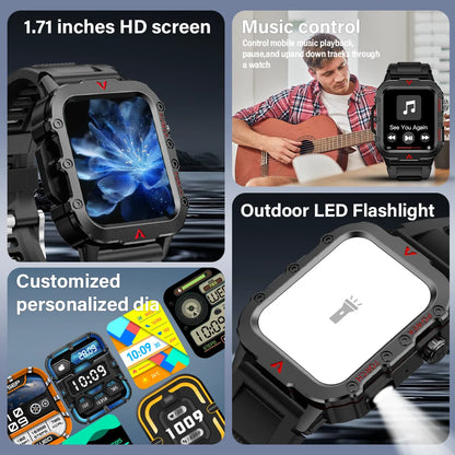 Sports Smart Watch with Bluetooth Call and LED Flashlight