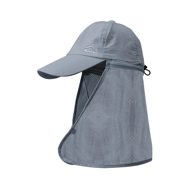 Sun Hat Quick-Dry Neck Flap Unisex (Dark Gray)