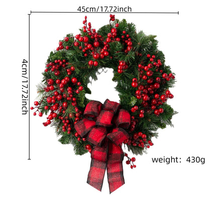 Christmas Wreath Red Berry Bow Front Door