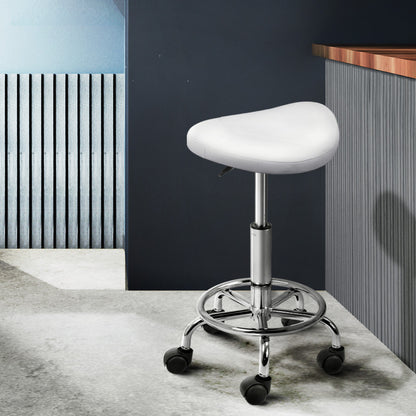 Salon Stool Saddle Swivel Chair White