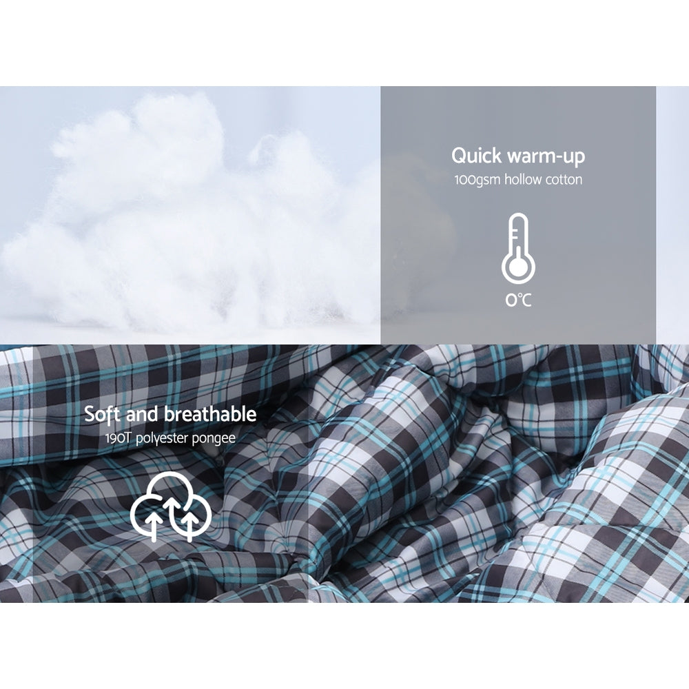 Single Thermal Sleeping Bag for Camping - Grey