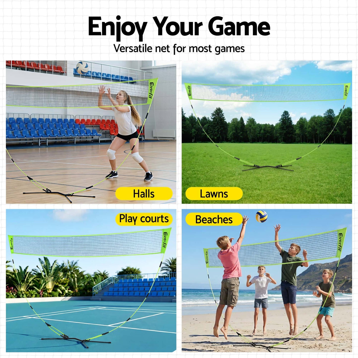 Best Everfit 3M Badminton Tennis Net Portable Volleyball Kit Yellow | Buy Online at Furniture Things Australia