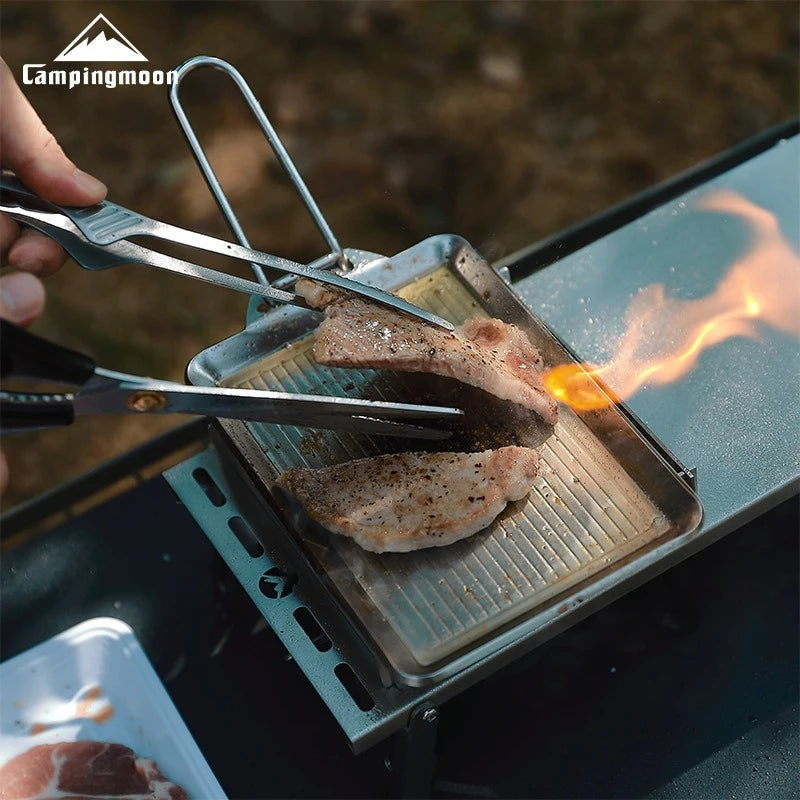 Fry Pan Stainless Steel Portable Thickened Camping Cookware