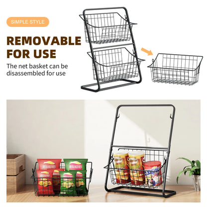 Storage Basket Metal Wire Removable Kitchen Organizer
