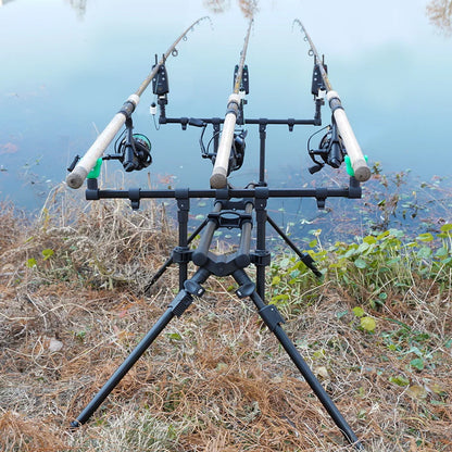 Fishing Rod Pod with Adjustable Triple Holder