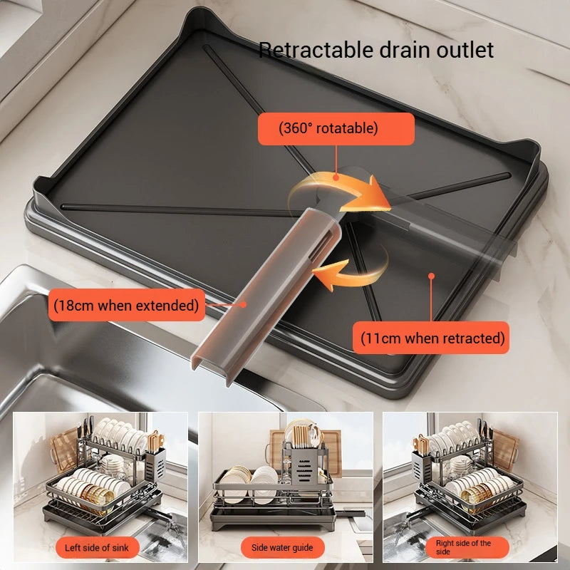 Dish Rack Adjustable Stainless Steel Kitchen Organizer