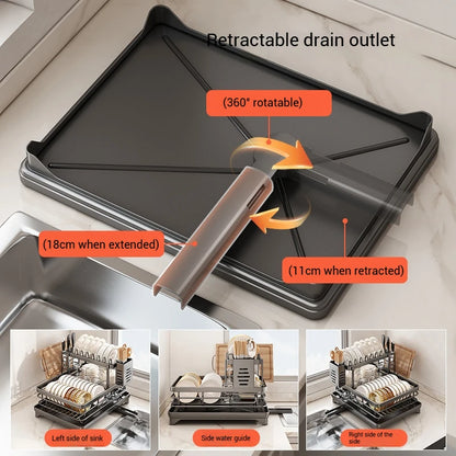 Dish Rack Adjustable Stainless Steel Kitchen Organizer