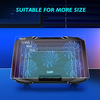 Laptop Cooling Pad 5 Fans Adjustable Stand with Holder