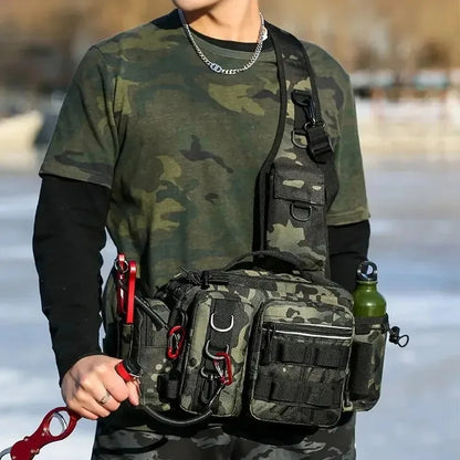 Fishing Tackle Backpack with Rod Holder